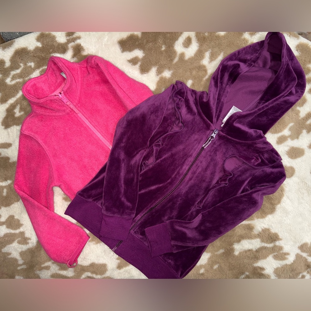 Children’s Place Pink Fleece 4T & Wonder Nation Velvet Hoodie XS 4-5